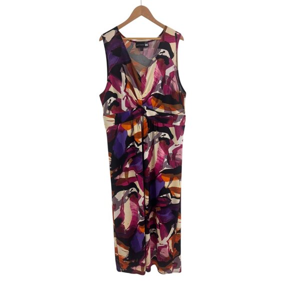 Antthony Multi-Color Abstract Print Long Maxi Dress Size 2X 18 20 Plus Summer - Picture 7 of 10